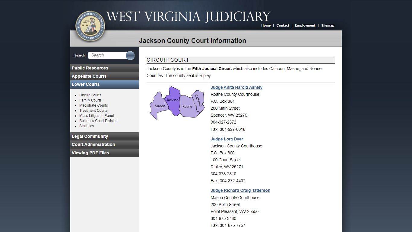 Jackson County Court Information - West Virginia Judiciary - courtswv.gov